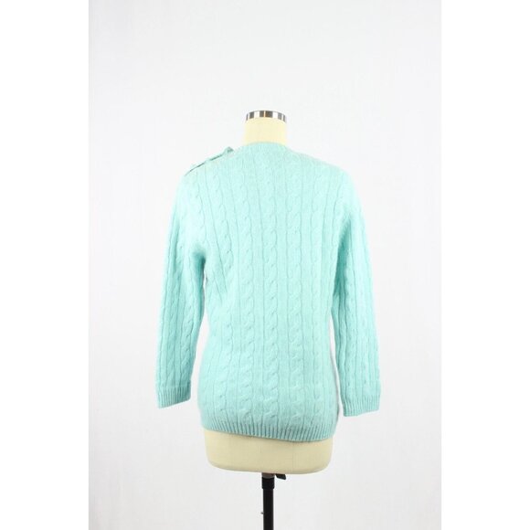LILLY PULITZER Turquoise 100% Cashmere Cable Knit Crew Neck Sweater, Size S - Picture 3 of 11
